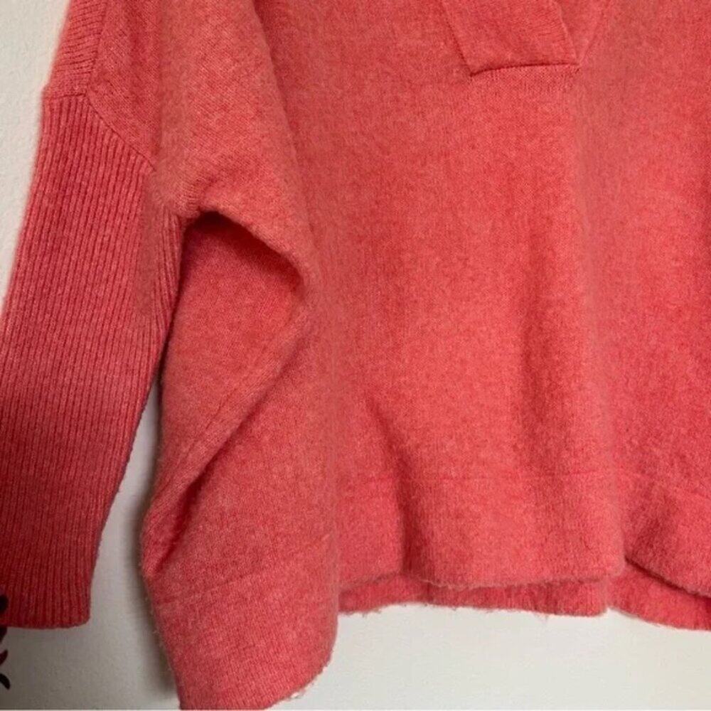 Anthropologie Coral Pink Cozy V-Neck Sweater - Picture 6 of 10
